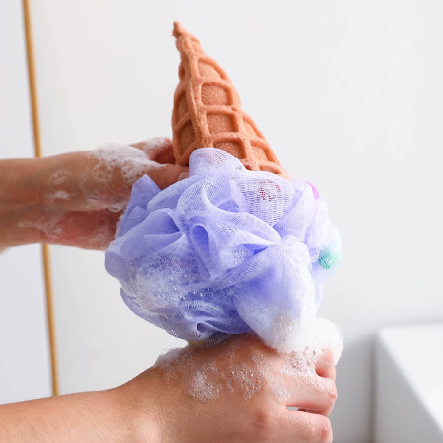 Bath Sponge Ice Cream Loofah Body Scrubber Shower Loofahs Bathroom Men Women Bathing Accessories Shower Sponge Beauty and Personal Care Shurhome