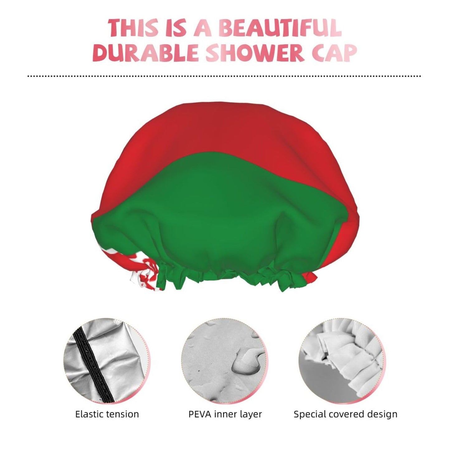 Belarus Flag Prints Shower Cap Double Layer Lined Waterproof Bathing Shower Hat Beauty and Personal Care Hayyett