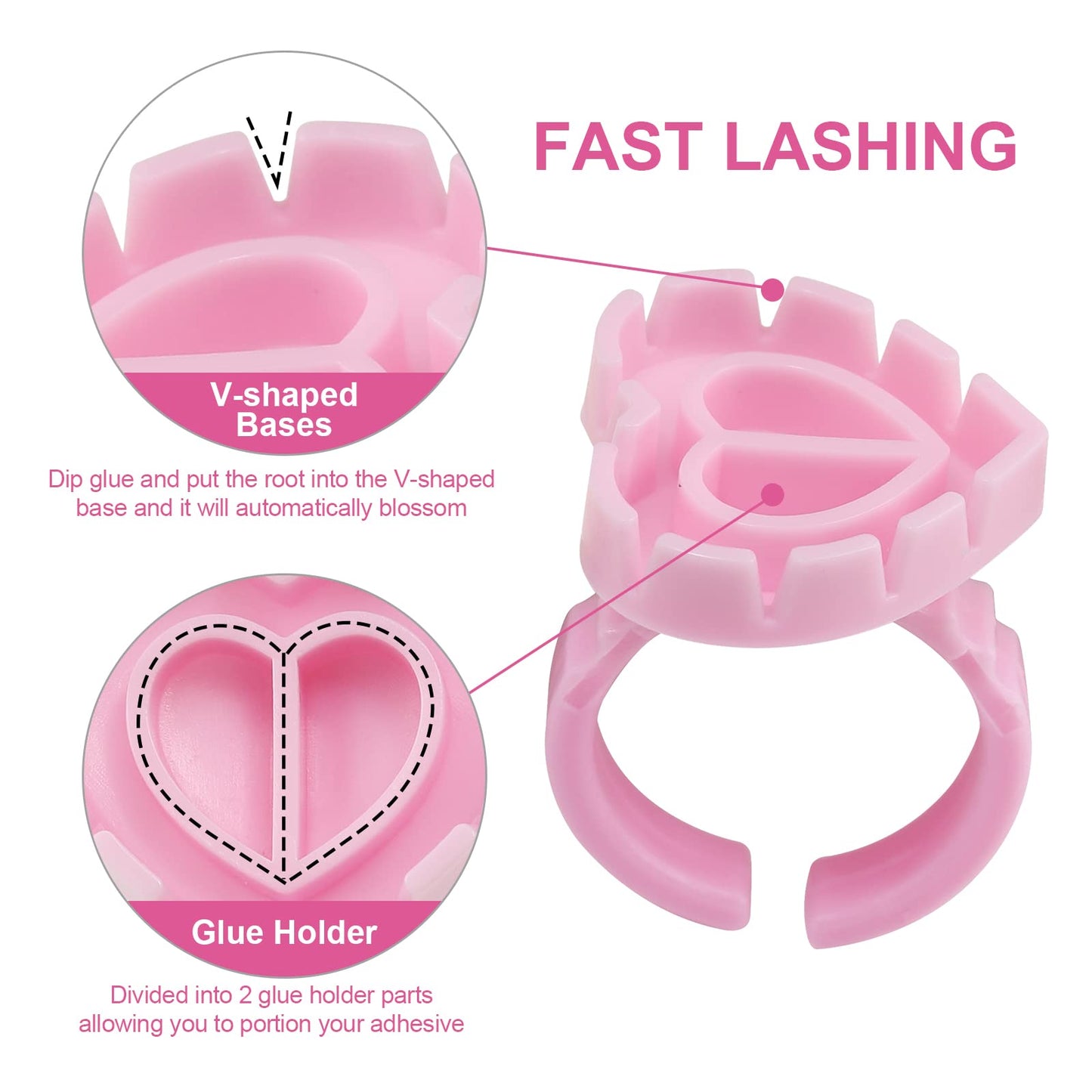 Glue Rings - Autdor 500Pcs Glue Rings for Eyelash Extensions Pink Lash Glue Rings Pigment Ring Cups Lash Glue Holder for Lash Extension Supplies Beauty & Personal Care Autdor
