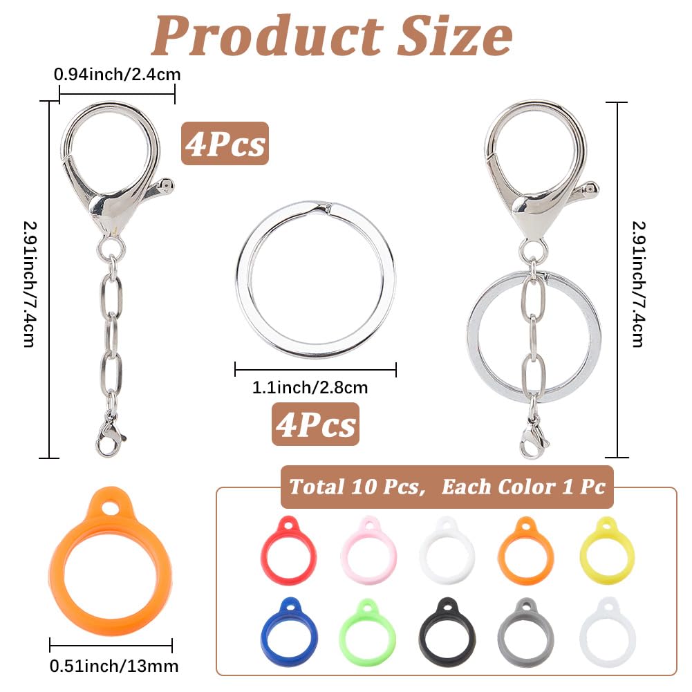 CRASPIRE 14Pcs Lip Balm Holder Key Chains Silicone Rubber Rings Holder Keychain Cap Silver Alloy Lips Gloss Lobster Clasp Portable Elastic Storage Beauty and Personal Care CRASPIRE