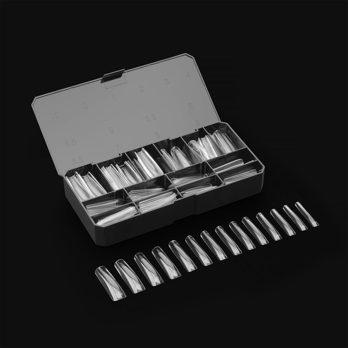 Aprés Gel-X Sculpted Box of Nail Tips, 14 Sizes 00-9, Soft Tip Box (210pcs) (Sculpted Square Extra Extra Long, 210)