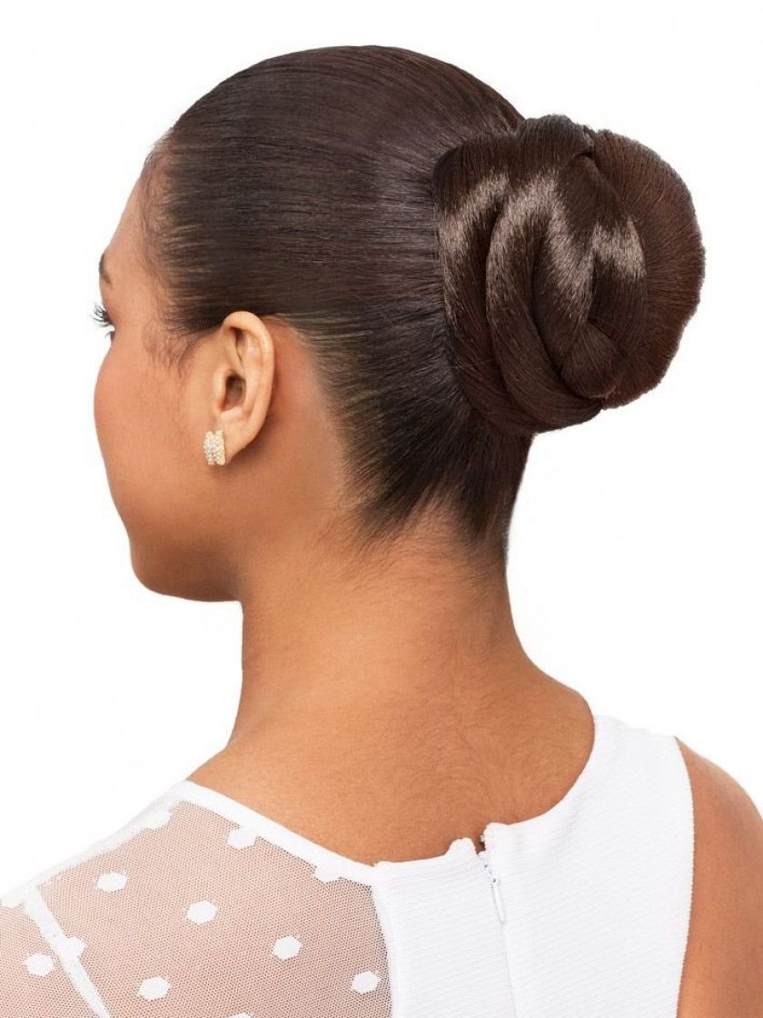 French Dome M Color 1B - Foxy Silver Wigs Elegant Chignon Formal Bun Wedding Updo Synthetic African American Wrap-Around Braid Bundle MaxWigs Hairloss