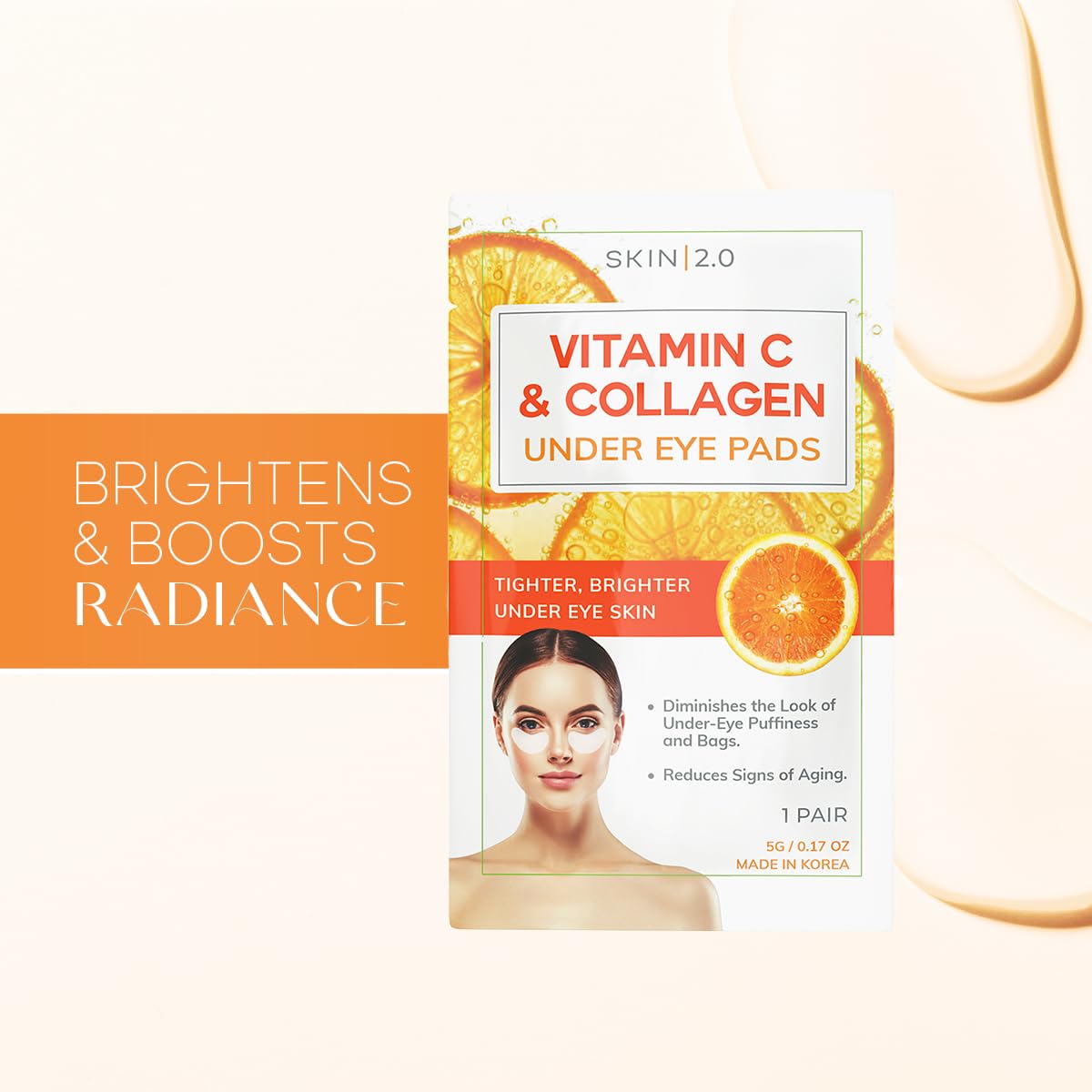 Skin 2.0 Vitamin C & Collagen Under Eye Patches - Dermatologist Tested - Brightens Dark Circles, Tightens Under Eye Area, Anti-Aging - Natural Beauty & Personal Care Skin 2.0
