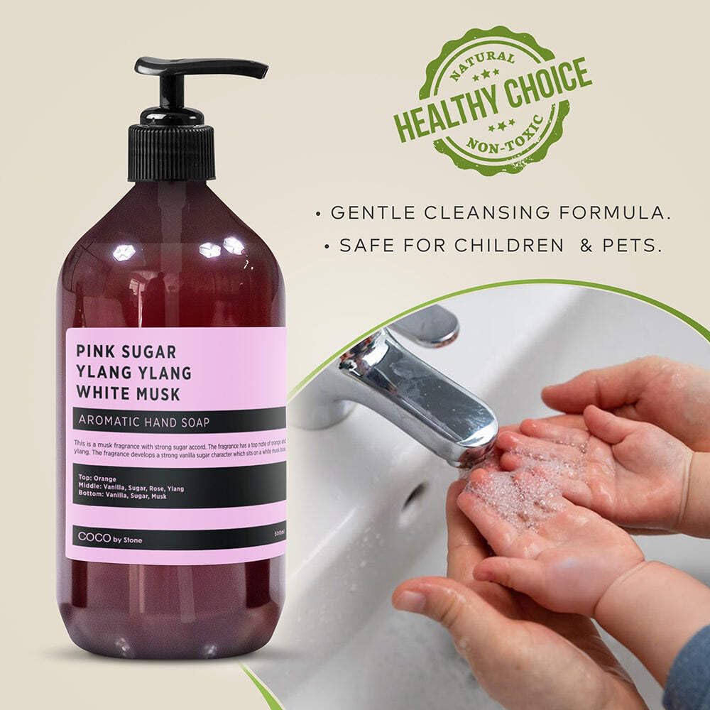 COCO by Stone 16oz Hand Soap (Pink Sugar | Ylang Ylang | White Musk Inspired by VS) - Vegan Castile Soap with Soft Lather and Lasting Sweet Floral Beauty & Personal Care COCO by Stone