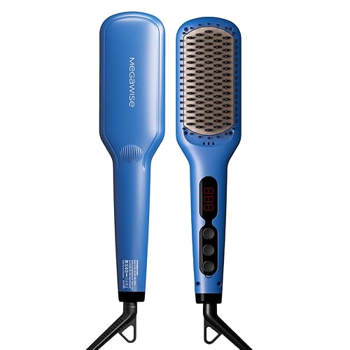MEGAWISE Pro Ceramic Ionic Hair Straightener Brush for Home Salon | MCH Fast 20s Heating Tech with Auto-Off Safety | Anti-Scald with Universal Dual Beauty & Personal Care MEGAWISE