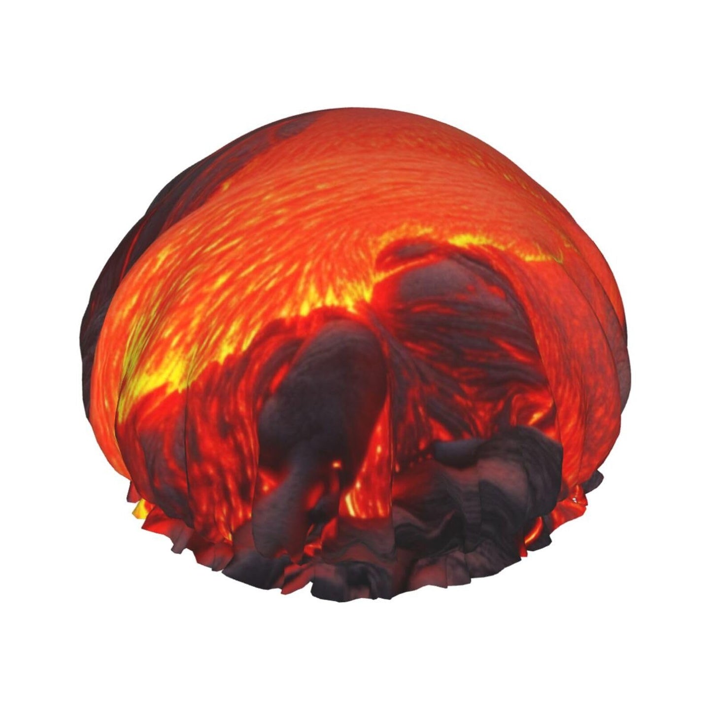 Red Lava Shower Cap for Women Men Large Reusable Shower Bonnet Double-Layer Waterproof Bath Caps Elastic Band Hair Hat for All Hairstyles Beauty and Personal Care BWLHJKE