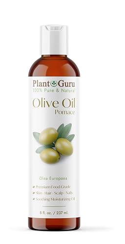 Plant Guru Olive Oil Pomace 8 fl. oz. 100% Pure Natural Carrier Moisturizer For Skin, Body, Face And Hair Growth. Great For DIY Soap Making, Cosmetics Beauty & Personal Care Plant Guru