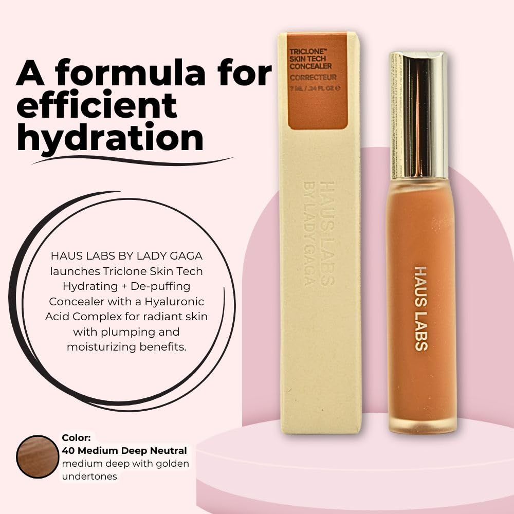 Haus Labs Triclone Skin Tech Hydrating + De-puffing Concealer with Fermented Arnica - 40 Medium Deep Golden Beauty & Personal Care Haus Laboratories