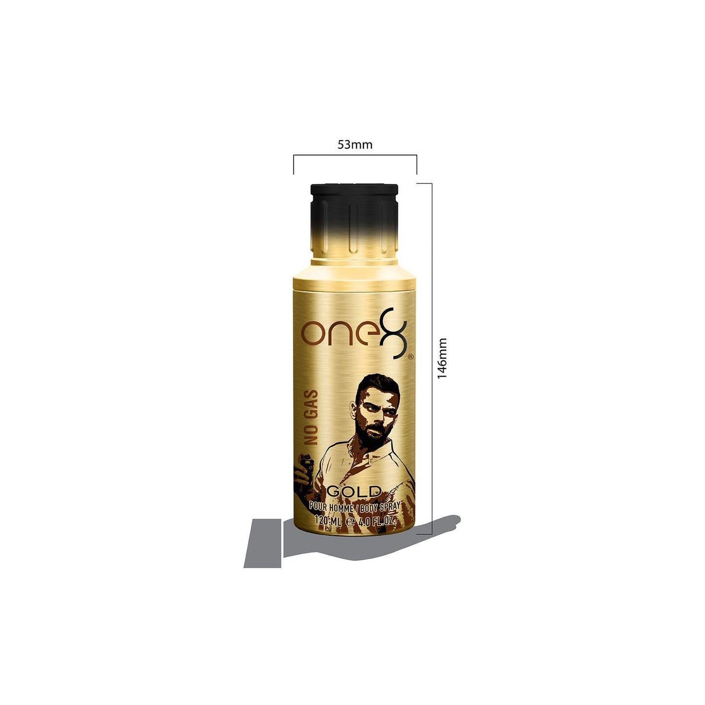 One8 By Virat Kohli One8 No Gas Gold Deodorant 120 Ml - Men, Gold, 120 ml Beauty and Personal Care ONE8