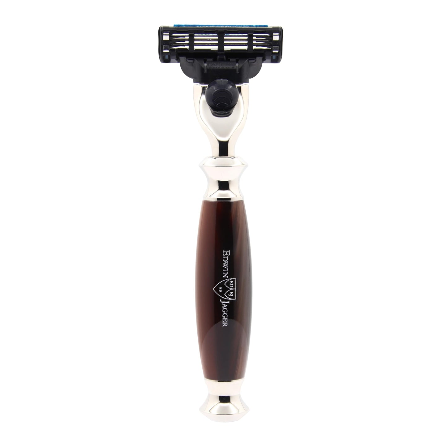Edwin Jagger S81M582BAMZ Imitation Light Horn & Nickel Classic Shaving Set with Bowl with a Pure Badger Shaving Brush and Mach 3 Razor for Shaving Beauty and Personal Care Edwin Jagger