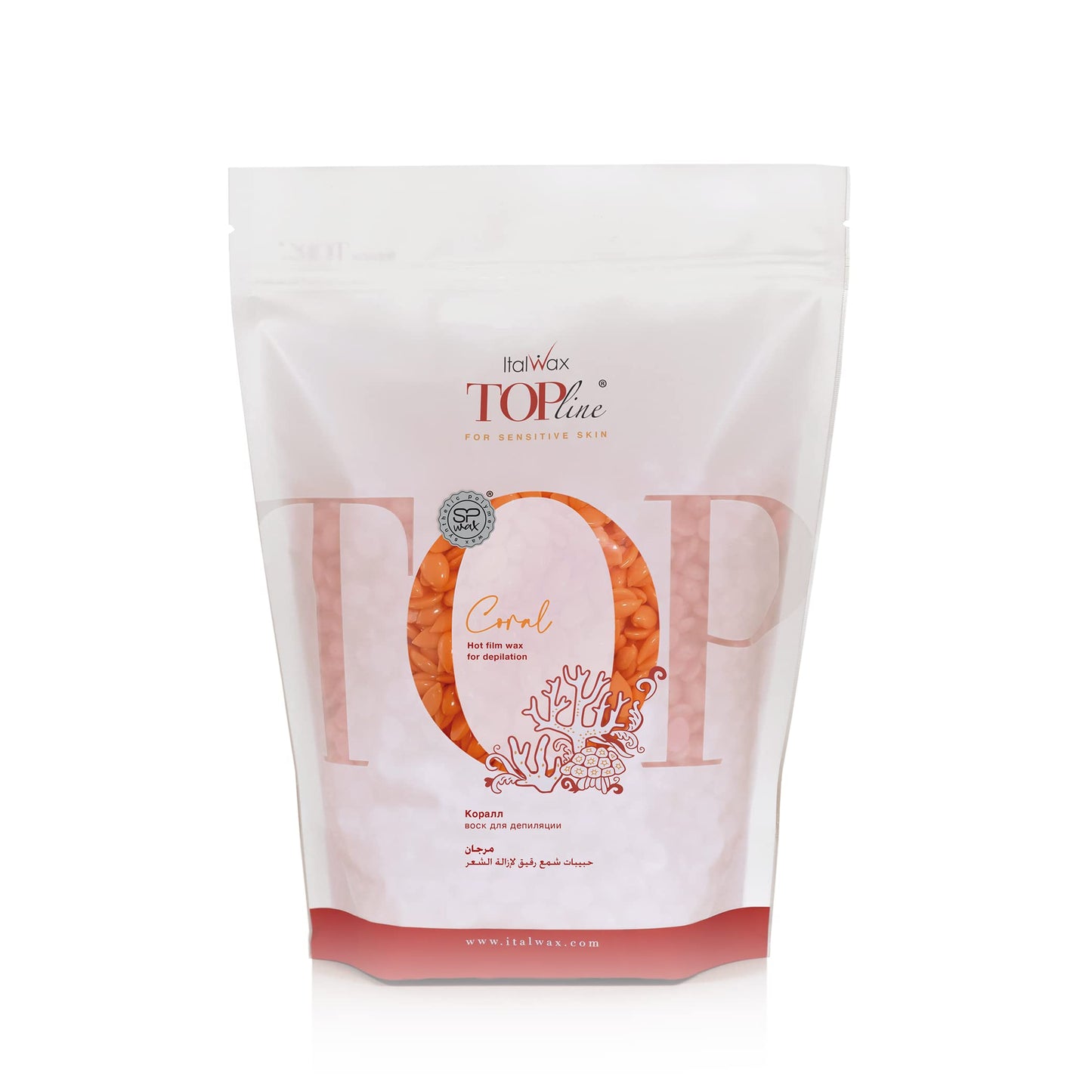 Italwax Top Line Coral Hard Wax Beads 1.65 lb (750 g) - Creamy Strong Grip Wax for Bikini & Coarse Hair, Suitable for Sensitive Skin, Professional Use Beauty and Personal Care Italwax