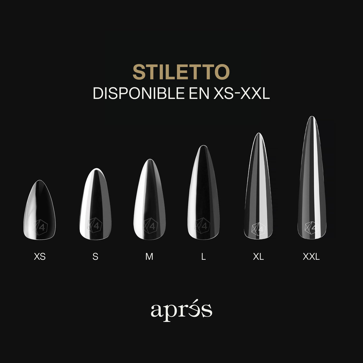 Apres Gel-X® Stiletto Box of Nail Tips | 280 Gel-X Tips, Soft Gel Tips, 14 Sizes 00-9 | Half-sizes Included (Sculpted Stiletto Short, 280 Count)
