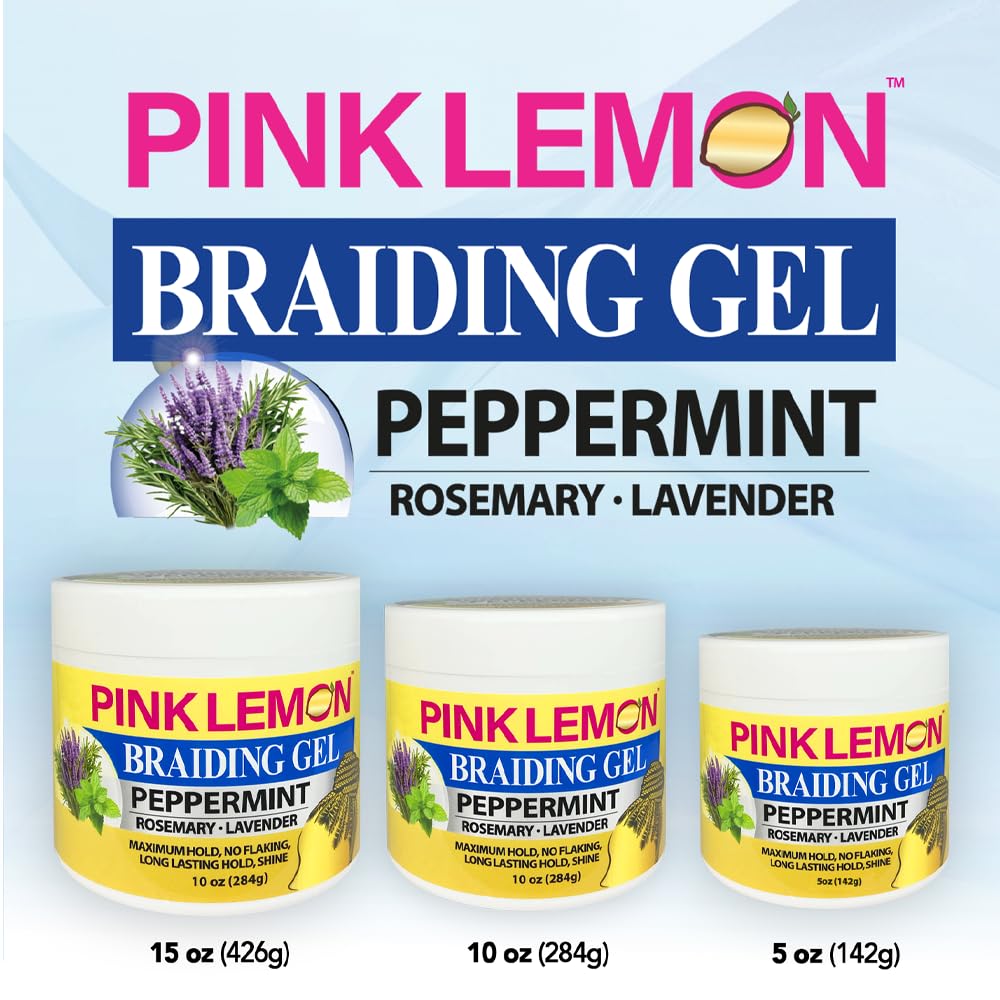 PINK LEMON Braiding Gel Peppermint - Maximum Hold, No Flaking, Long Lasting Hold, High Shine. For Micro, Inter, Dread, Faux, Loc, Twist, Braid, Edge Beauty & Personal Care PINK LEMON