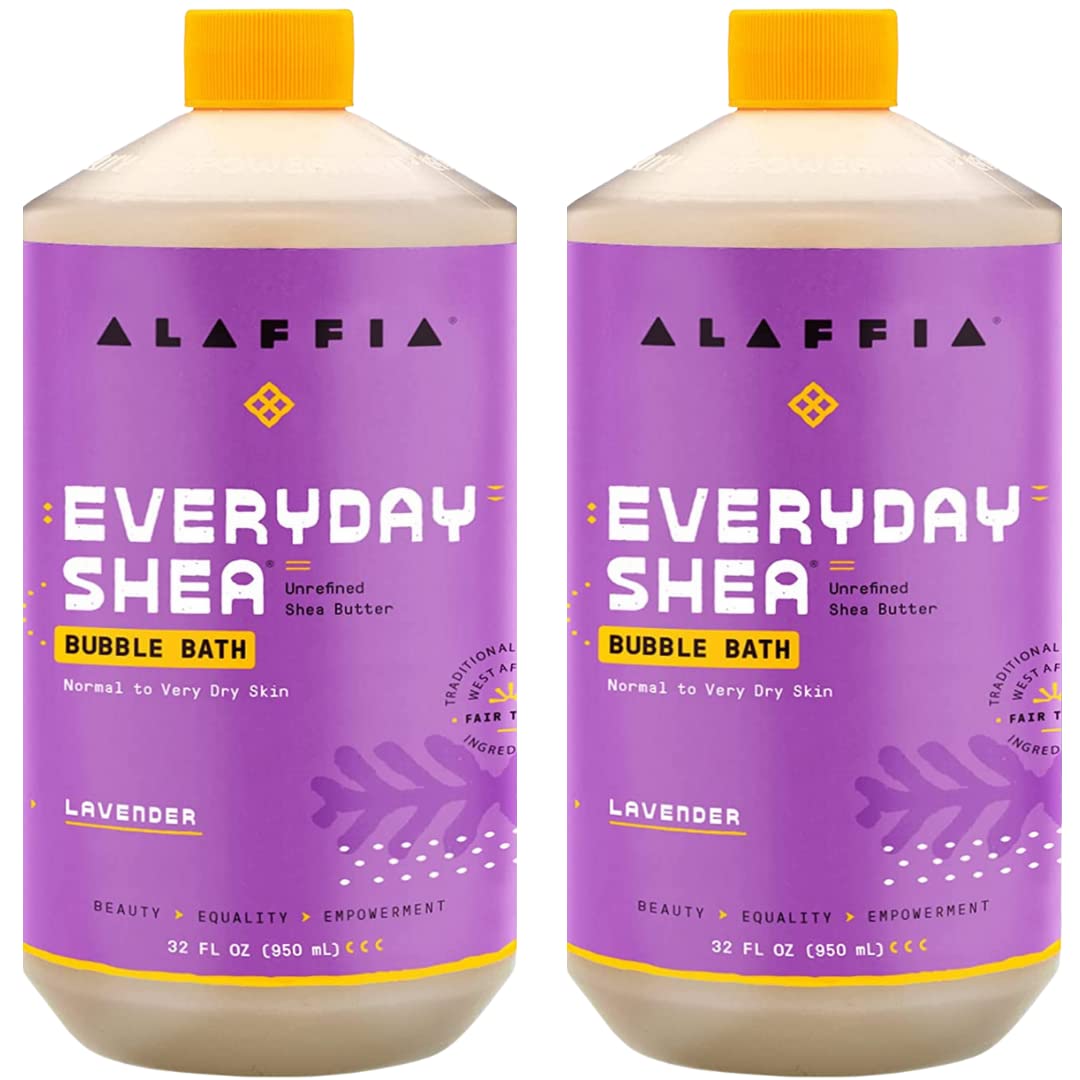 Alaffia Bubble Bath, Lavender 2-Pack - Long-Lasting Bubbles with Moisturizing Shea Butter, 32 Fl Oz Beauty & Personal Care Alaffia