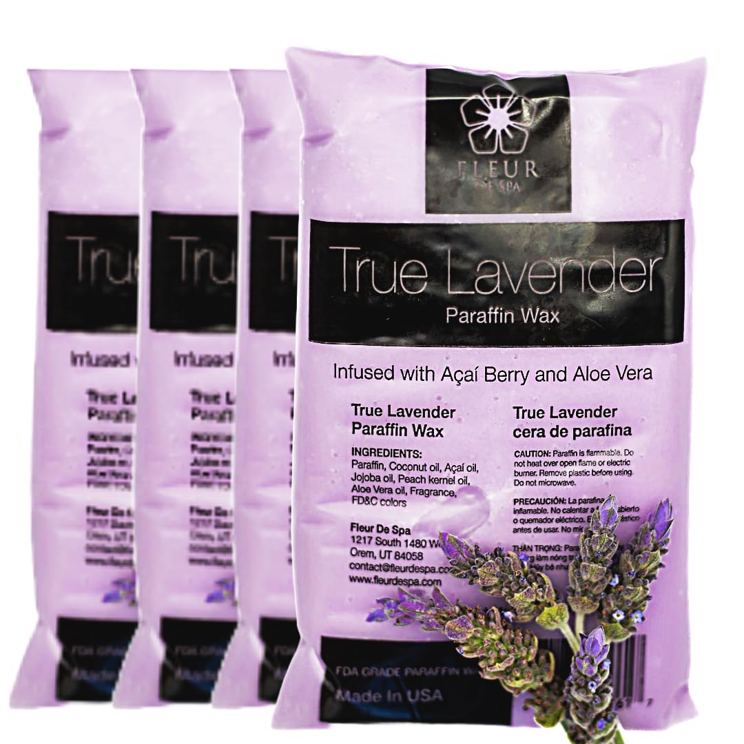 Paraffin Wax Refills 4lb by FLEUR DE SPA - Made in USA - Infused with Coconut & Jojoba Oils - Moisturizing, Hydrating & Soothing for Hands, Feet Beauty and Personal Care fleur de spa