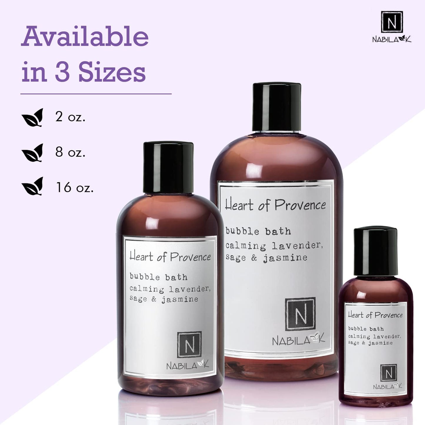 Nabila K Heart of Provence Bubble Bath with Lavender, Sage & Jasmine - Natural & Organic, Sulfate-Free, Tear-Free - Luxury Aromatherapy Bath Soak Beauty and Personal Care Nabila K