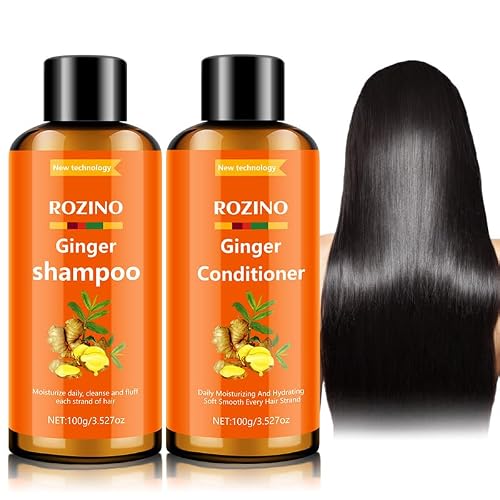 Ginger Shampoo and Conditioner Set, Anti Frizz Shampoo & Keratin Moisturizing Conditioner for Dry, Frizzy Damaged, Hair Care Essence for Hair Growth Beauty & Personal Care Lunkun