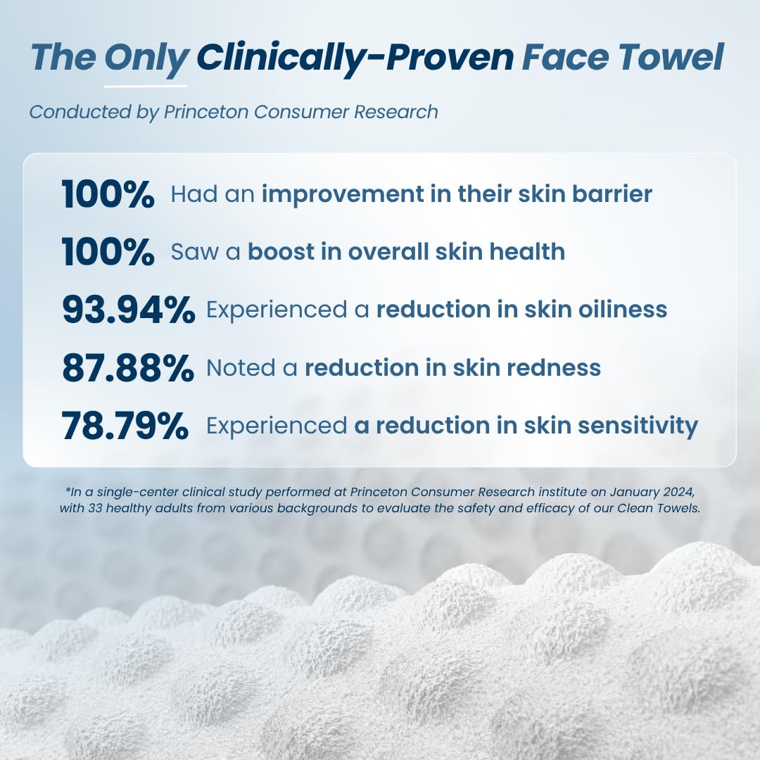 Clean Skin Club Clean Towels XL® Supreme, 100% USDA Biobased Face Towel, Disposable Face Towelette, Eczema Association Accepted, Thicker Textured Dry Beauty & Personal Care CLEAN SKIN CLUB