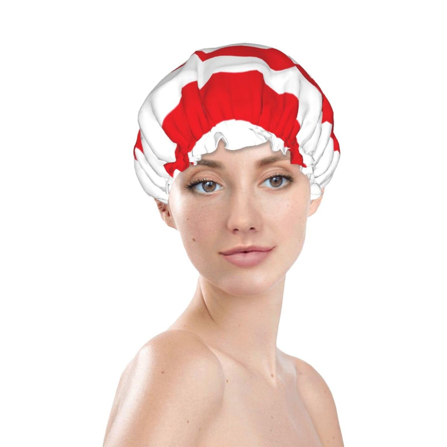 Turkish Republic Northern Cyprus Flag Prints Shower Cap Double Layer Lined Waterproof Bathing Shower Hat Beauty and Personal Care Hayyett