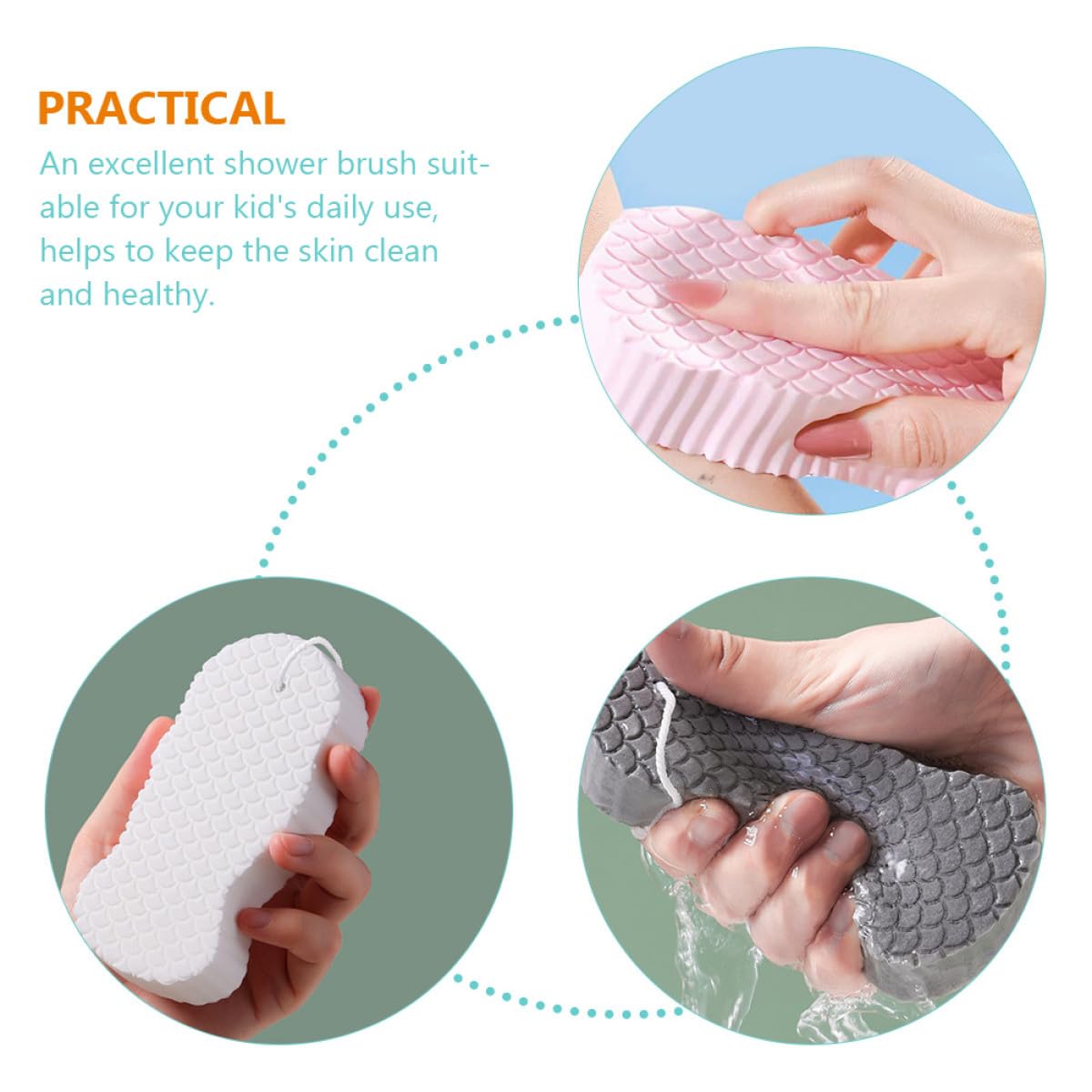 Homoyoyo 4pcs Bath Sponges Set Fish Scale Texture, Comfortable Wear-Resistant Body Scrubbers for Newborn Skin Care, Household Shower Sponge for Gentle Beauty and Personal Care Homoyoyo