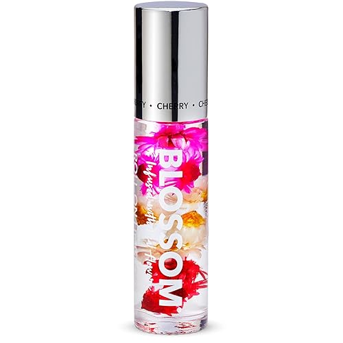 Blossom Roll on Lip Gloss, Scented Clear High Shine Moisturizing Lip Oil, Non Sticky, Infused with Real Flowers, Made in USA, 0.2oz, Cherry Beauty & Personal Care Blossom