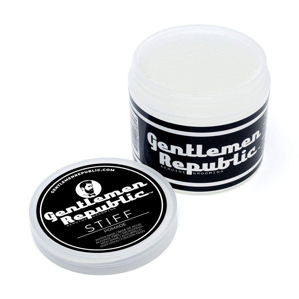 Gentlemen Republic 8oz Stiff Hair Pomade - Lightweight All-Day Hold with High Shine Finish, Alcohol-Free and Paraben-Free Formula, Suitable for Thick Beauty & Personal Care Gentlemen Republic Genuine Grooming