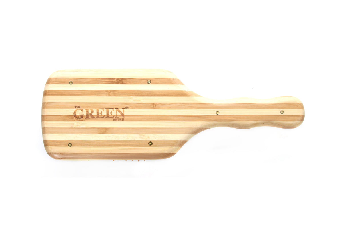 Bass Brushes | The Green Brush | Bamboo Pin + Bamboo Handle Hair Brush | Large Paddle