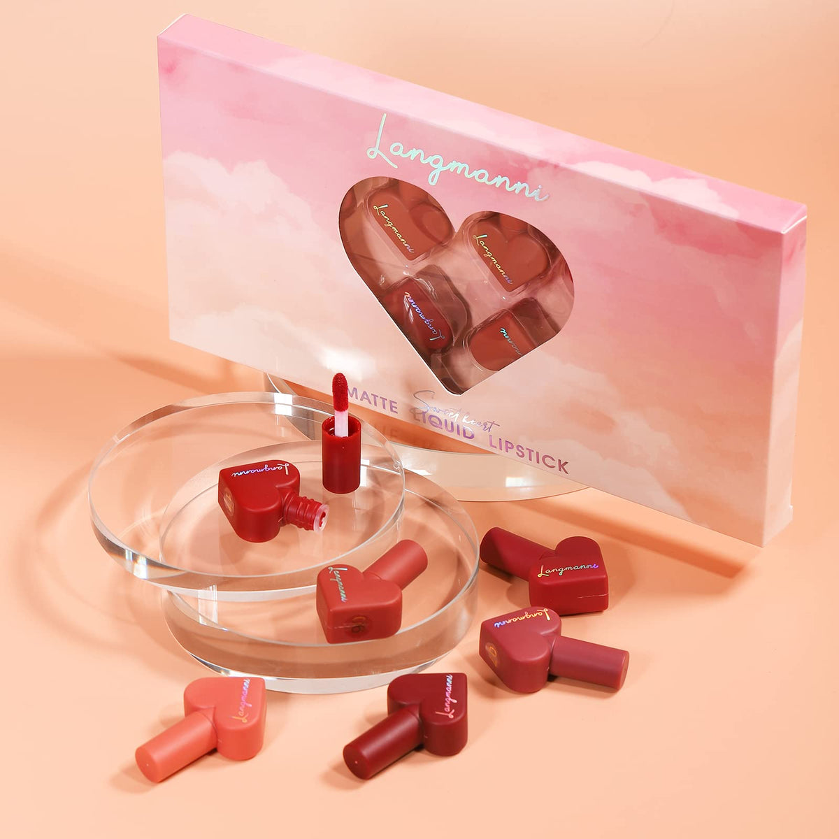 12 Colors Sweet Heart Velvet Matte Liquid Waterproof Long-Lasting Lipstick Set Beauty & Personal Care LANGMANNI