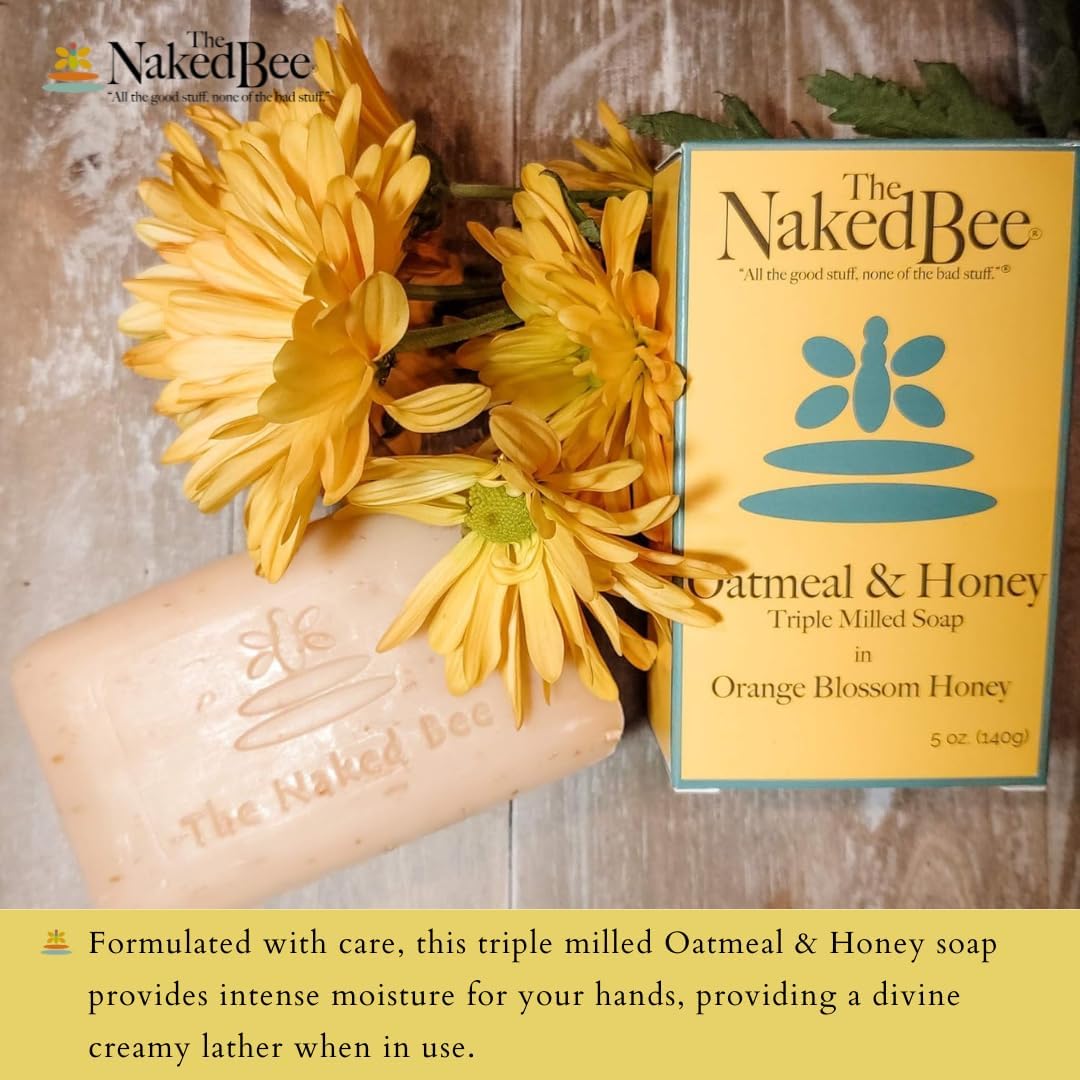 The Naked Bee Oatmeal & Honey Triple Milled Soap, 5 Ounce, 3 Pack, Orange Blossom Honey Beauty & Personal Care The Naked Bee