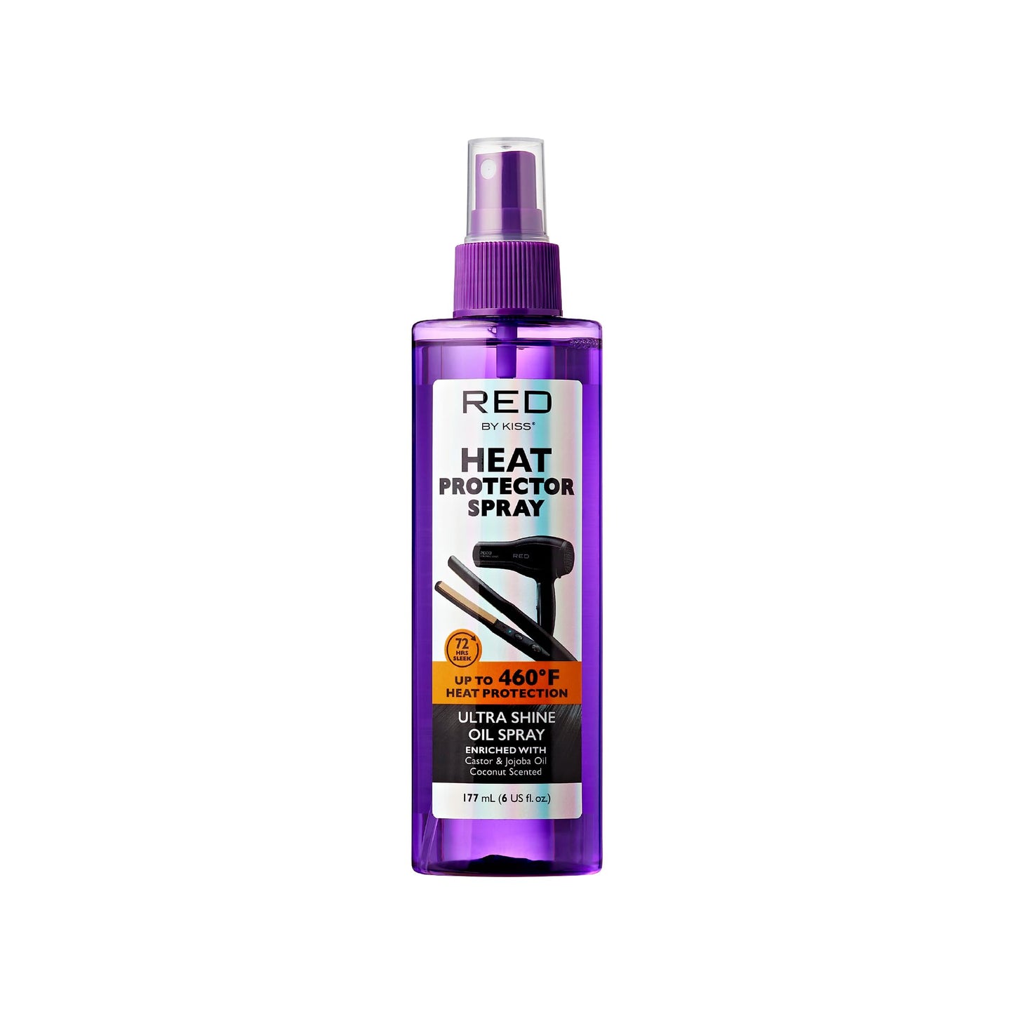 Red by Kiss Heat Protector Ultra Shine Oil Spray - Thermal Protection up to 460°F, Anti-Frizz, Hydration, and Strength for Hair (6 Fl Oz) - Style Beauty & Personal Care Red by Kiss