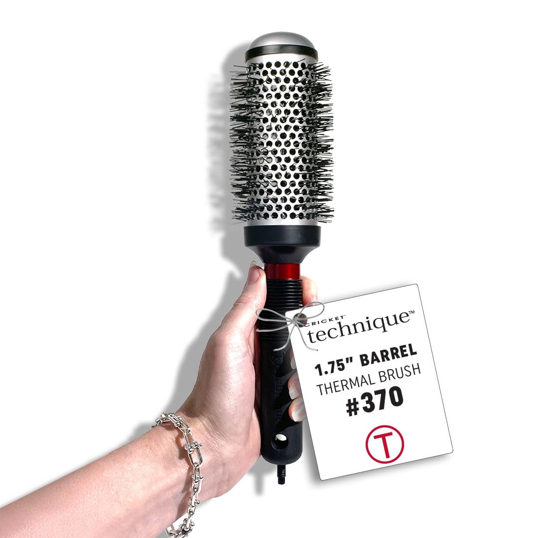 Cricket Technique Thermal Hair Brush #370 1.75” for Blow-Drying, Curling, and Styling - Heat-Retaining Barrel with Anti-Static Tourmaline Bristles Beauty & Personal Care Cricket