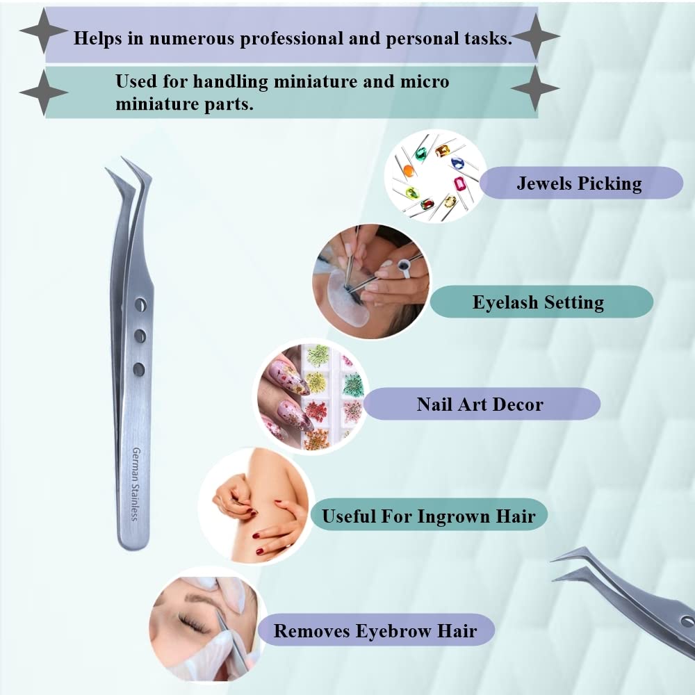 Professional Stainless Steel Tweezers 4.75" with Fine Precision Tips & Fenestrated Handle Suitable for Facial Hair, Splinter and Ingrown Hair Removal Beauty and Personal Care HIGH TECH INSTRUMENTS
