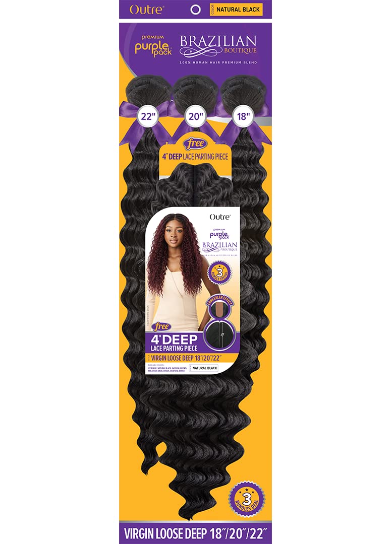 Outre Purple Pack Brazilian Boutique - Virgin Loose Deep 182022 (NATURAL BLACK)