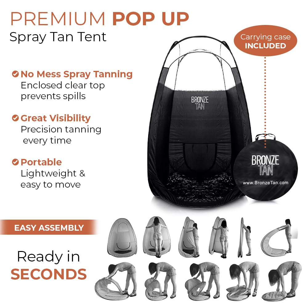 Pop Up Spray Tan Tent for Professionals - Waterproof Booth With Portable Carrying Case for Spray Tan Salons - Self Tanning Black by Bronze Tan Beauty & Personal Care Existing Beauty