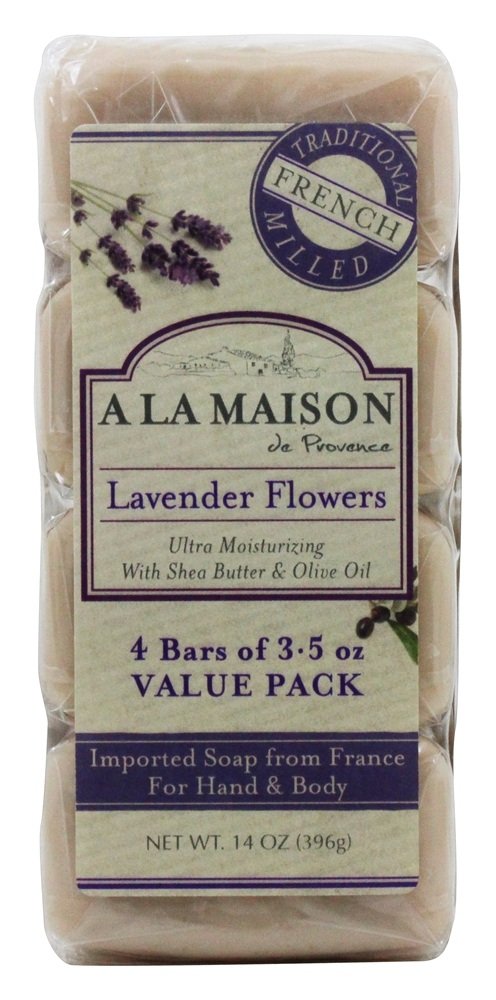 A LA MAISON Lavender Flower Bar Soap - Triple French Milled Natural Moisturizing Hand Soap Bar (4 Bars of Soap, 3.5 oz) Beauty & Personal Care A LA MAISON