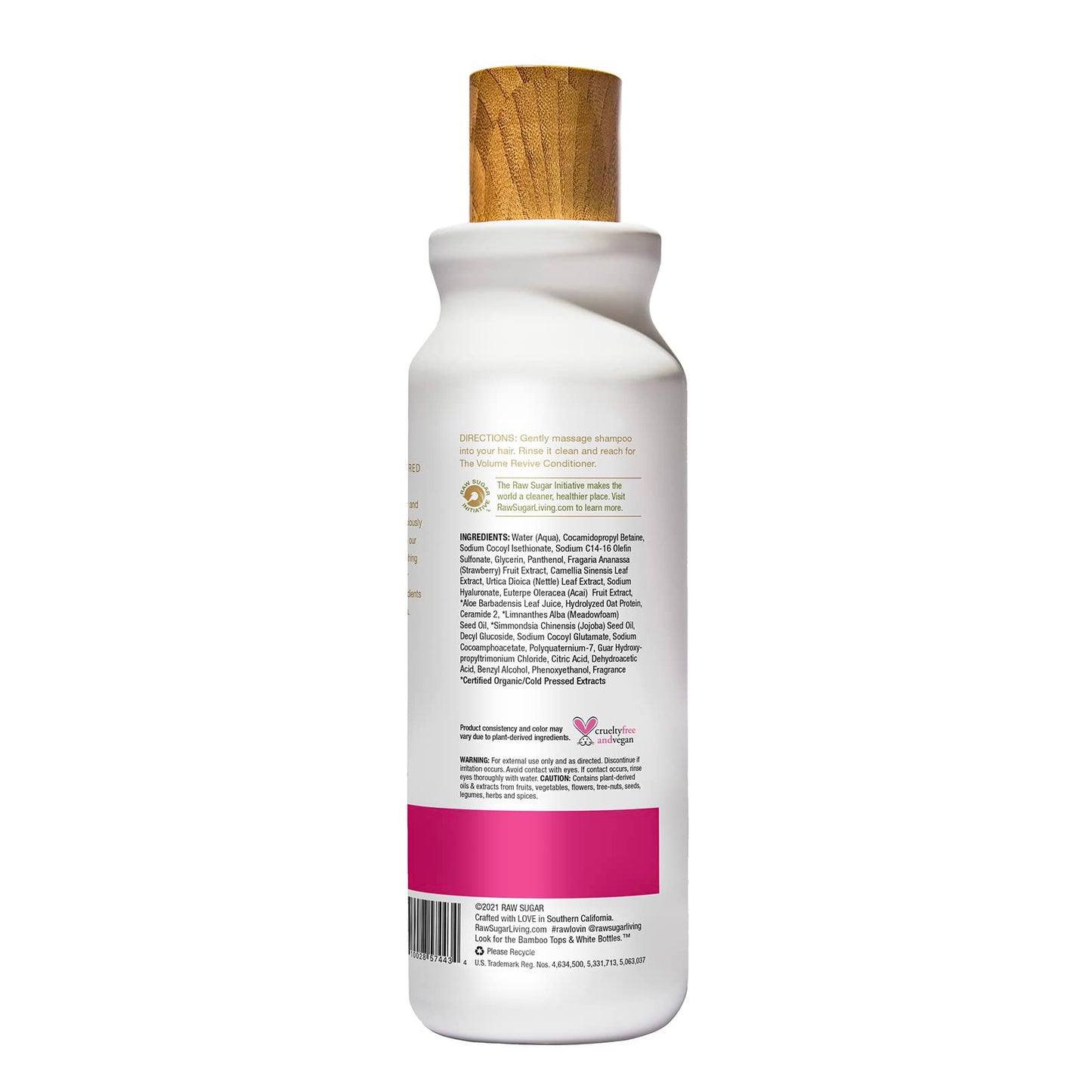 RAW SUGAR Volume Revive Shampoo. Antioxidants + Hyaluronic Acid. Strawberry + White Tea + Nettle. 18 Fl Oz Bottle Beauty & Personal Care RAW SUGAR