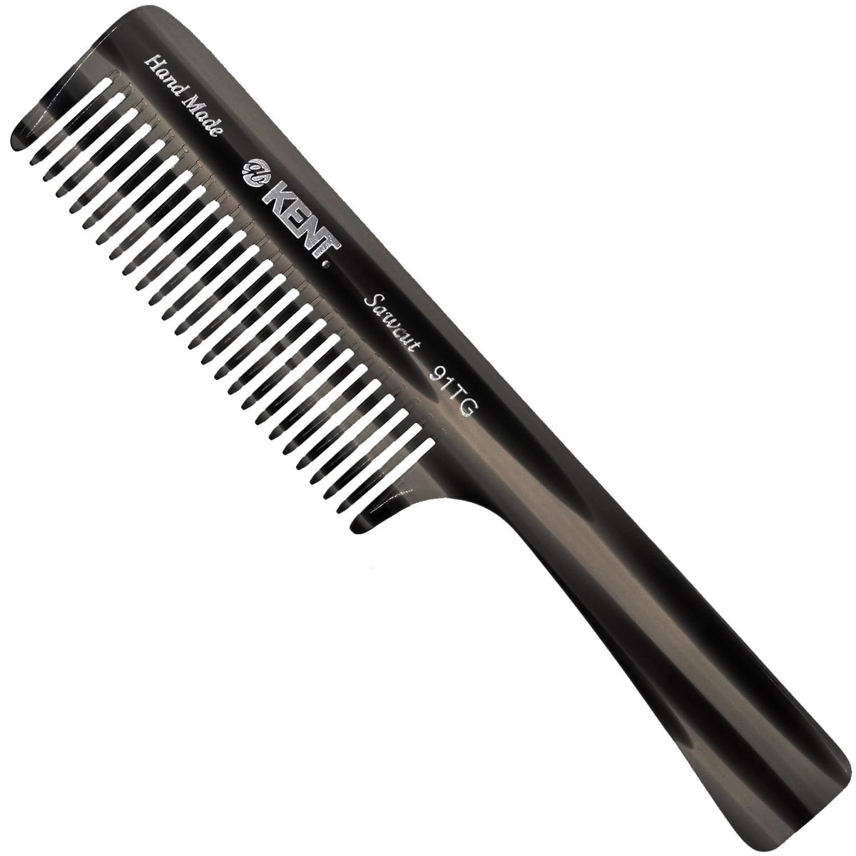 Kent 91T Black Graphite Wide Tooth Detangler Hair Comb for Curly and Wavy Hair - for Women and Men, Large Handle Shower Comb for Effective Detangling