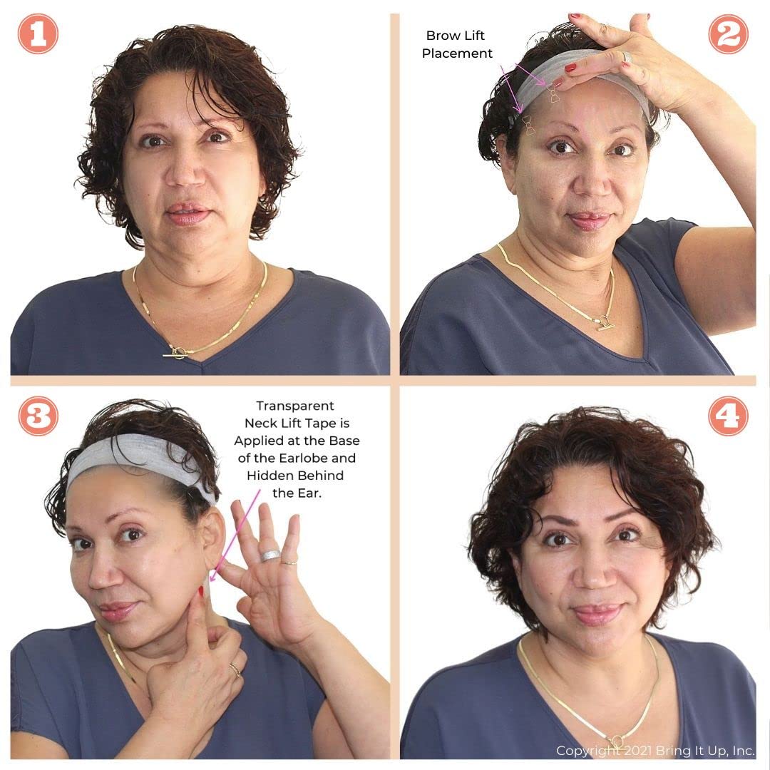 Bring It Up Instant Face Lift Tape Kit: 30-Day Supply, Transparent Neck & Eyebrow Lift Strips, Anti-Wrinkle Stickers, Face Tape Instantly Lifts Beauty & Personal Care Bring It Up