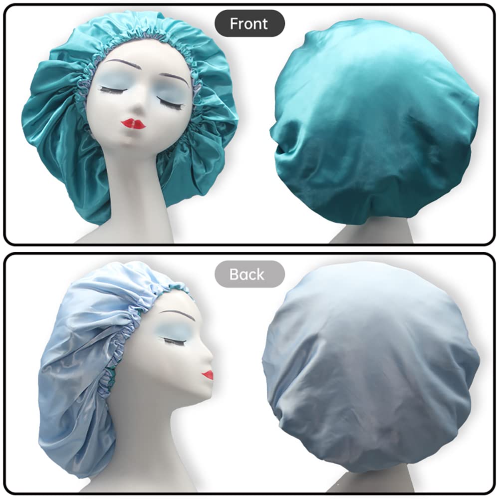 Hanbertti 2pcs of Satin Sleep Bonnet with Adjustable buckle, Silk Bonnet, Reusable Bath Hair Cap for Night Sleeping Reversible Double Layer (Fushia Beauty & Personal Care Hanbertti