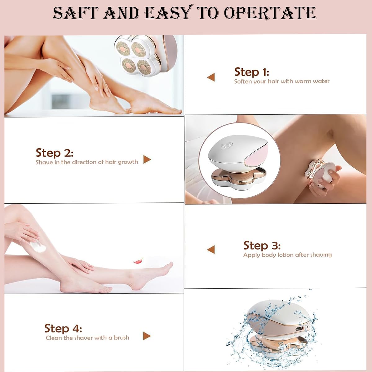 Electric Razors for Women, Facial Hair Removal, Shaver for Women, Wet and Dry Lady Hair Remover for Legs Body Face, Painless Womens Electric Shaver Beauty and Personal Care Muflylee
