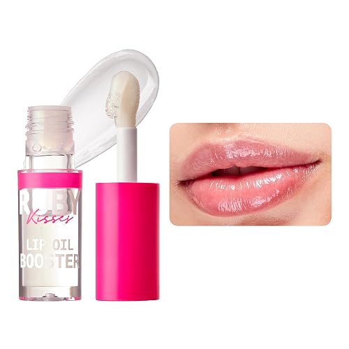 Ruby Kisses Lip Oil Booster, Hydrating Lip Gloss with Nourishing Natural Oil Blend, Jumbo Wand for Easy Application, Non-Sticky Formula (Clear) Beauty & Personal Care Ruby Kisses