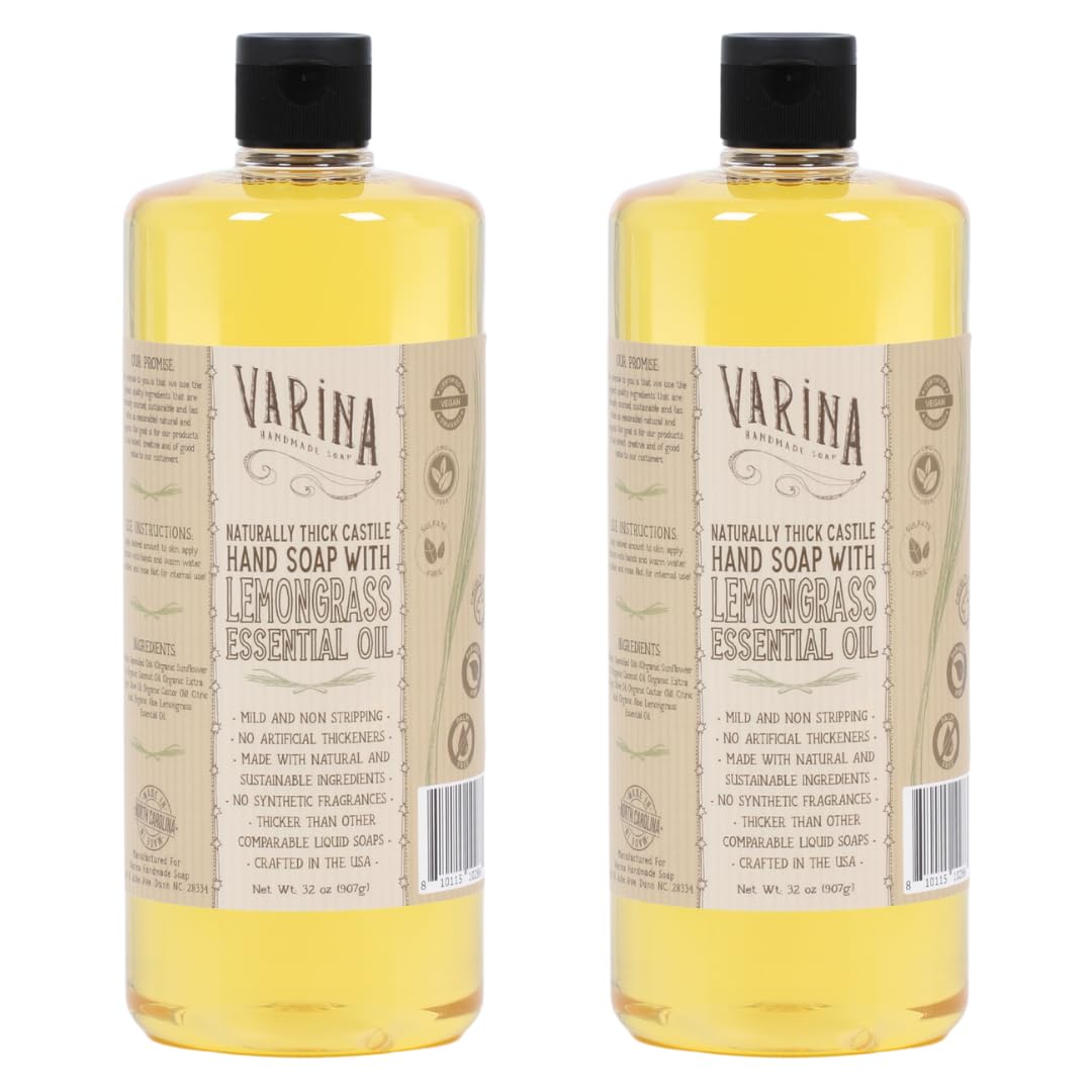 Varina Liquid Soap - Liquid Organic Castile Soap Lemongrass - 32oz Beauty & Personal Care Varina