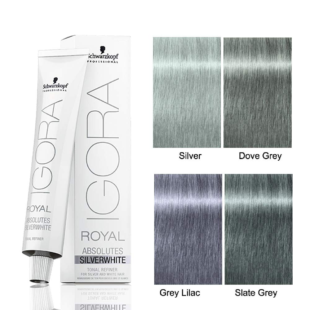 Igora Royal Absolutes SilverWhite Tonal Refiner GREY LILAC 60 ml each and M Hair Designs Tint Brush Comb (Bundle 3 items) Beauty & Personal Care M Hair Designs