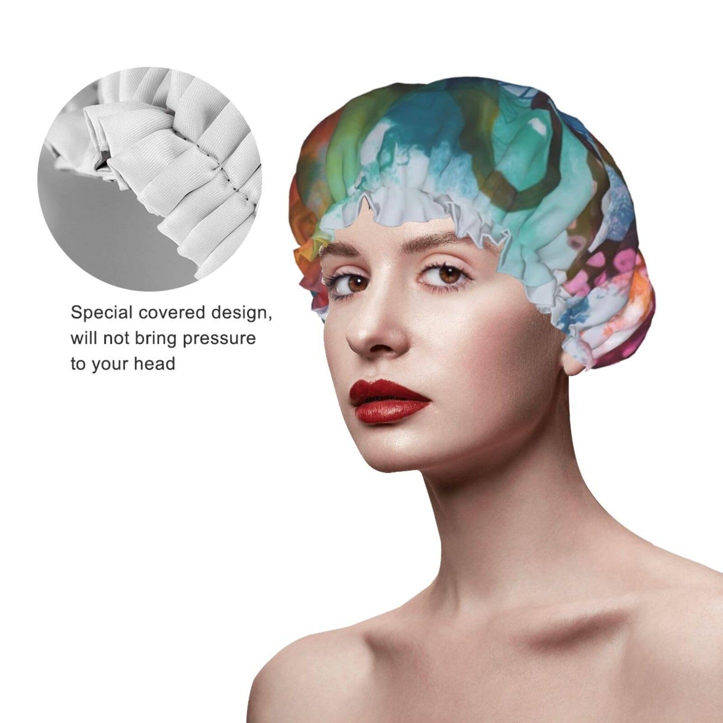 Abstract Colorful Octopus Shower Cap For Women Reusable Double Layers Bathing Bath Cap Hair Caps Waterproof Elastic Band Ladies Spa Salon Shower Hat Beauty and Personal Care GDSHJKLW