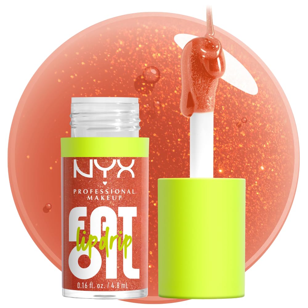 NYX PROFESSIONAL MAKEUP Fat Oil Lip Drip, Moisturizing Lip Oil Gloss, Vegan Tinted Formula, Up to 12 HR Hydration - Follow Back (Shimmering Warm Nude) Beauty & Personal Care NYX PROFESSIONAL MAKEUP