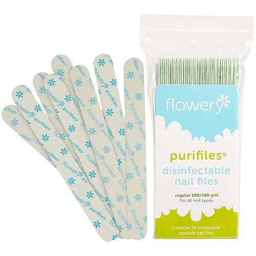 Flowery Green Core Disinfectable Nail Files, 100/180 Grit, 20 per Pack Beauty & Personal Care Flowery