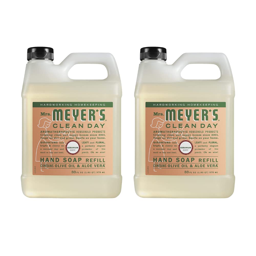 MRS. MEYER'S CLEAN DAY Hand Soap Refill, Made with Essential Oils, Geranium, 33 Fl. Oz (Pack Of 2) Beauty & Personal Care Mrs. MEYER'S