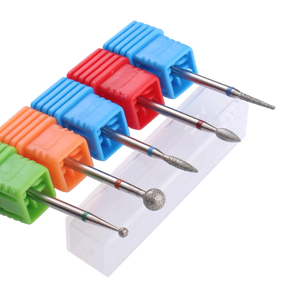 MZCMSL Diamond Cuticle Nail Drill Bits,5pcs Russian Manicure Drill Bits(Ball/Flame/Needle),3/32 Shank Cuticle Remover Bit Kit Beauty & Personal Care MZCMSL