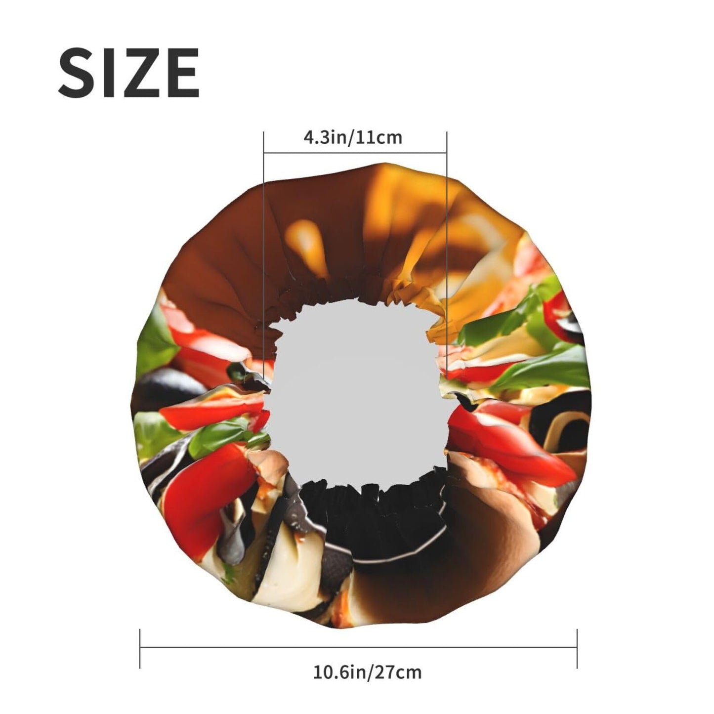 Large Pizza Printed Double Layer Lined Shower Cap,Shower Caps For Women Reusable Beauty and Personal Care BEIVGOXL