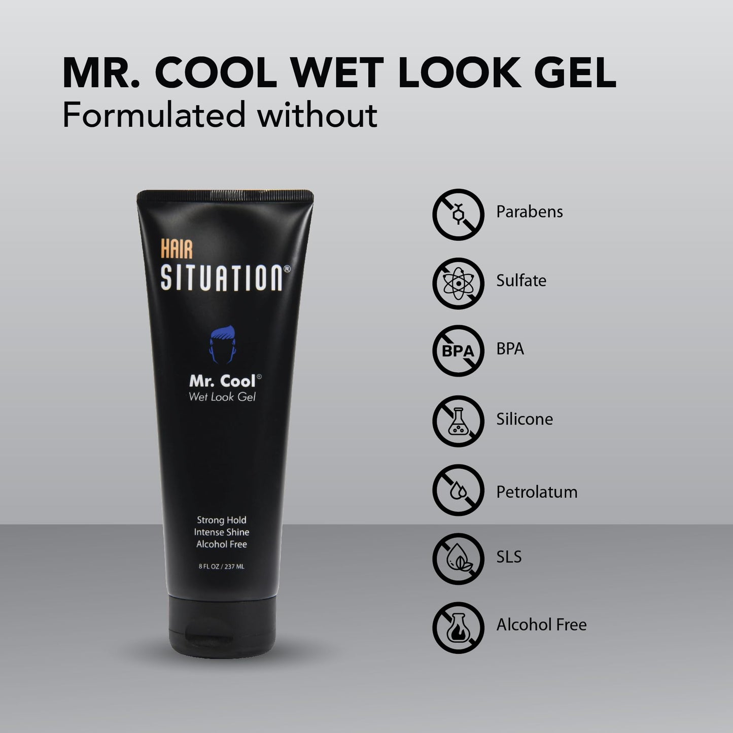 Hair Situation Mr. Cool Wet Look Hair Gel - Strong Hold, High Shine and Alcohol-Free Formula Mr. Vibrant Volumizing Shampoo for Thinning and Receding Beauty & Personal Care Hair Situation